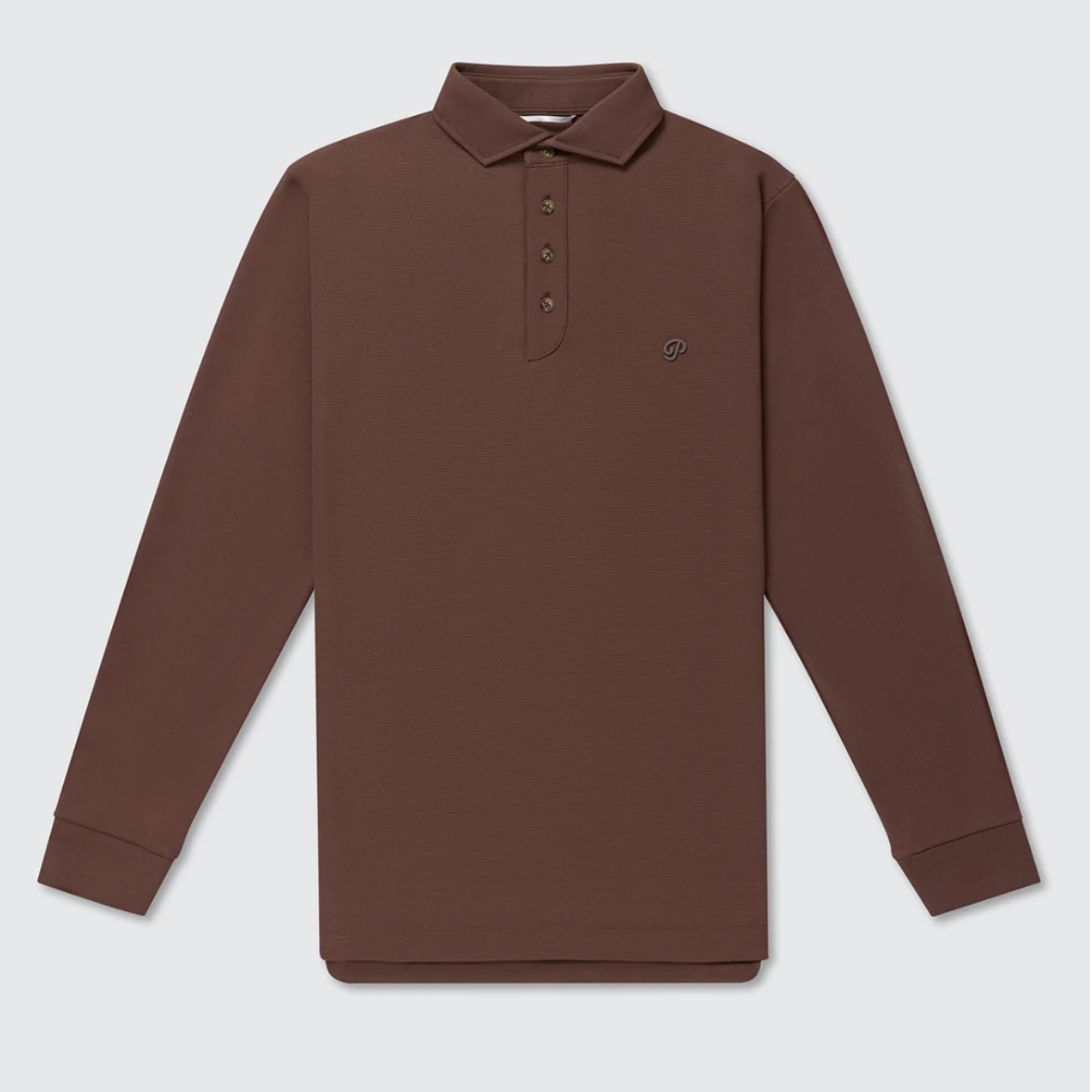 Public Drip パブリックドリップ Men's Long Sleeve Waffle Knit Polo 長袖ワッフル ニット ポロ Coffee Brown コーヒーブラウン