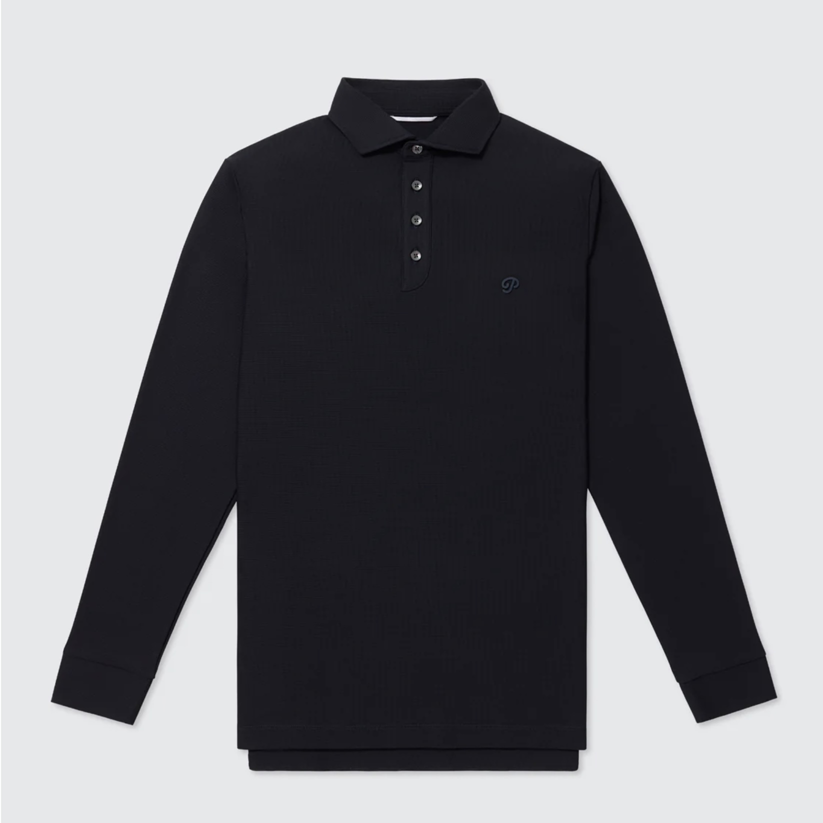 Public Drip メンズ ロングスリーブ ワッフルニット ポロ Navy 正面画像