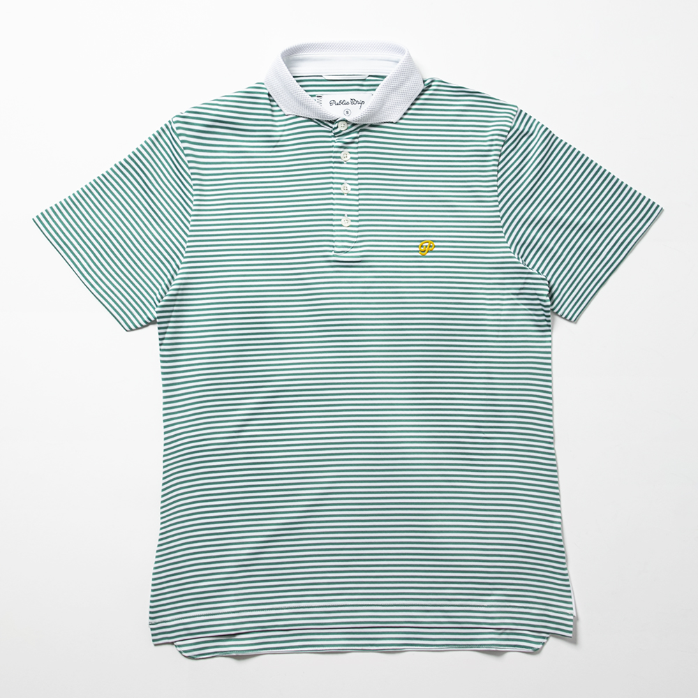 Public Drip メンズ ストライプポロ Green/White 正面 全体画像