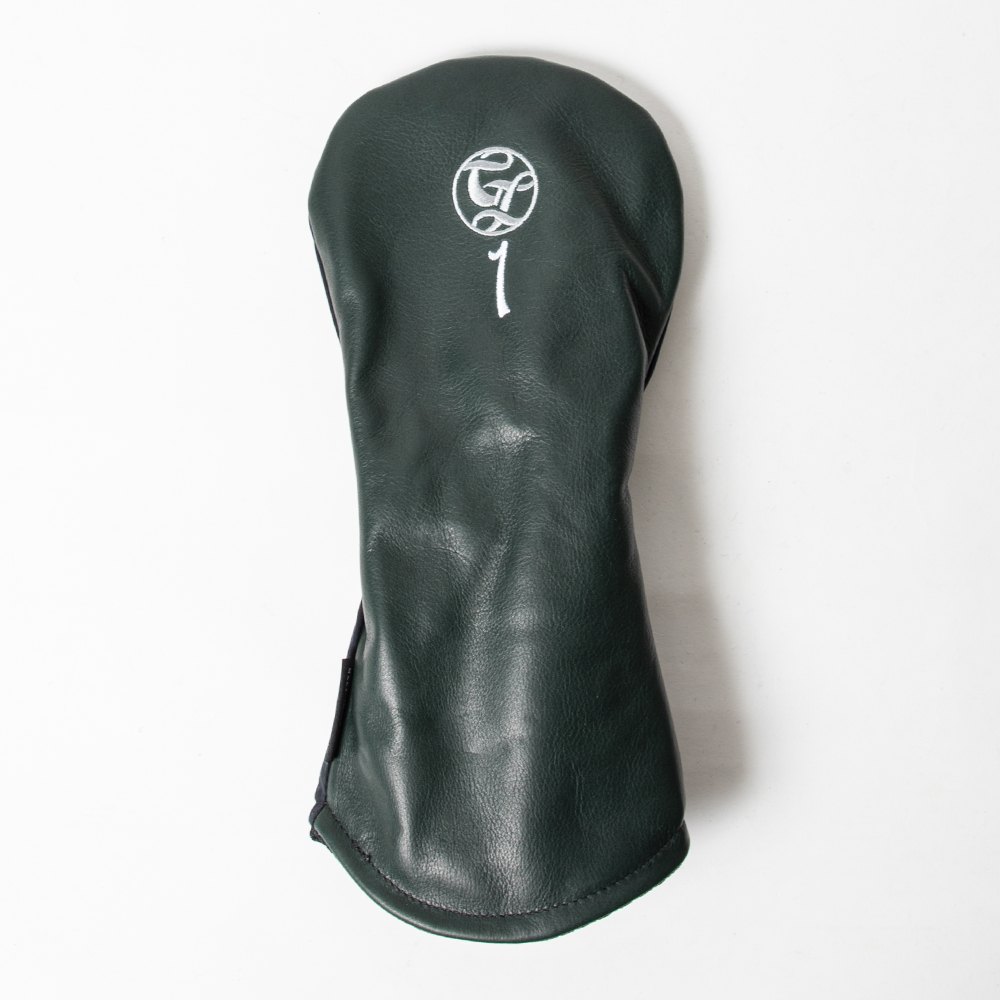 SEAMUS Driver Cover 1 Flat Green Leather/Black Watch Waxed Canvas
