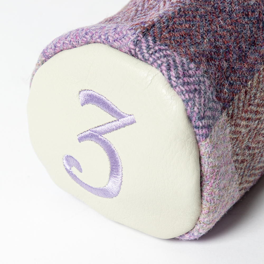 SEAMUS Fairway Wood Cover 3 Lavender Check/White Leather