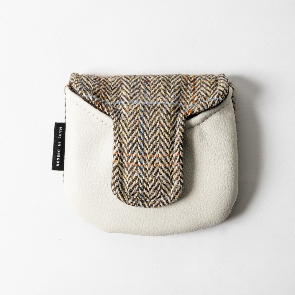 SEAMUS Mallet Putter Cover Glen Plaid White Leather