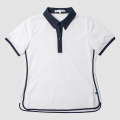 GILLES & LOEWS Women's Italian Collar Polo Shirt White x Navy