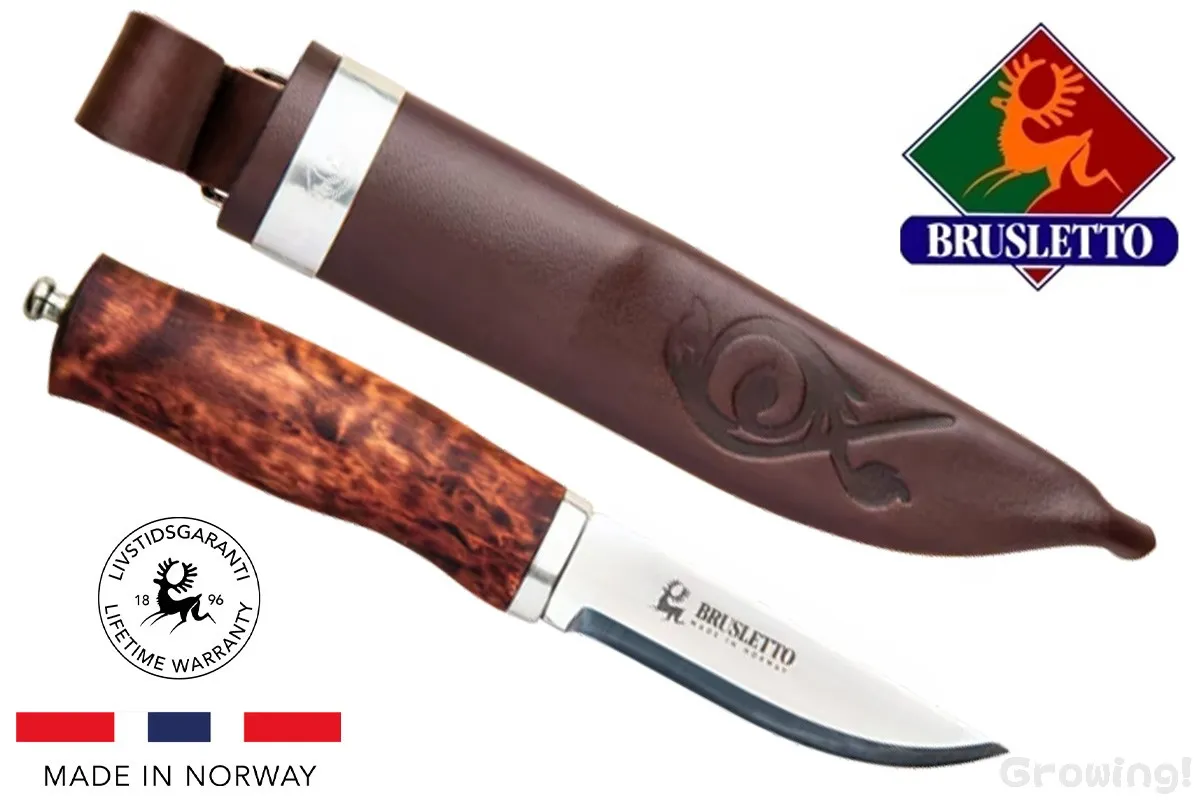 BRUSLETTO【ブルスレット】■ ノルゲスニベン【12C27】【カーリーバーチ】Norgeskniven ノルウェー製 伝統ナイフ フィックスド  【配送料無料】