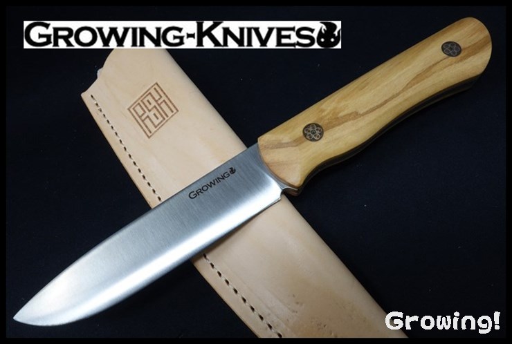 【佐治作】ブッシュクラフトナイフ｜木製ハンドル・木製鞘付き｜全長33cm 佐治作】ブッシュクラフトナイフ｜木製ハンドル・木製鞘付き