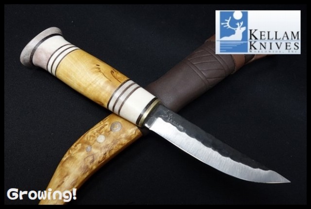 KELLAM KNIVES【ケラム ナイブス】■ ボレアリス  【カーボンスチール】【カーリーバーチ トナカイ】Borealis