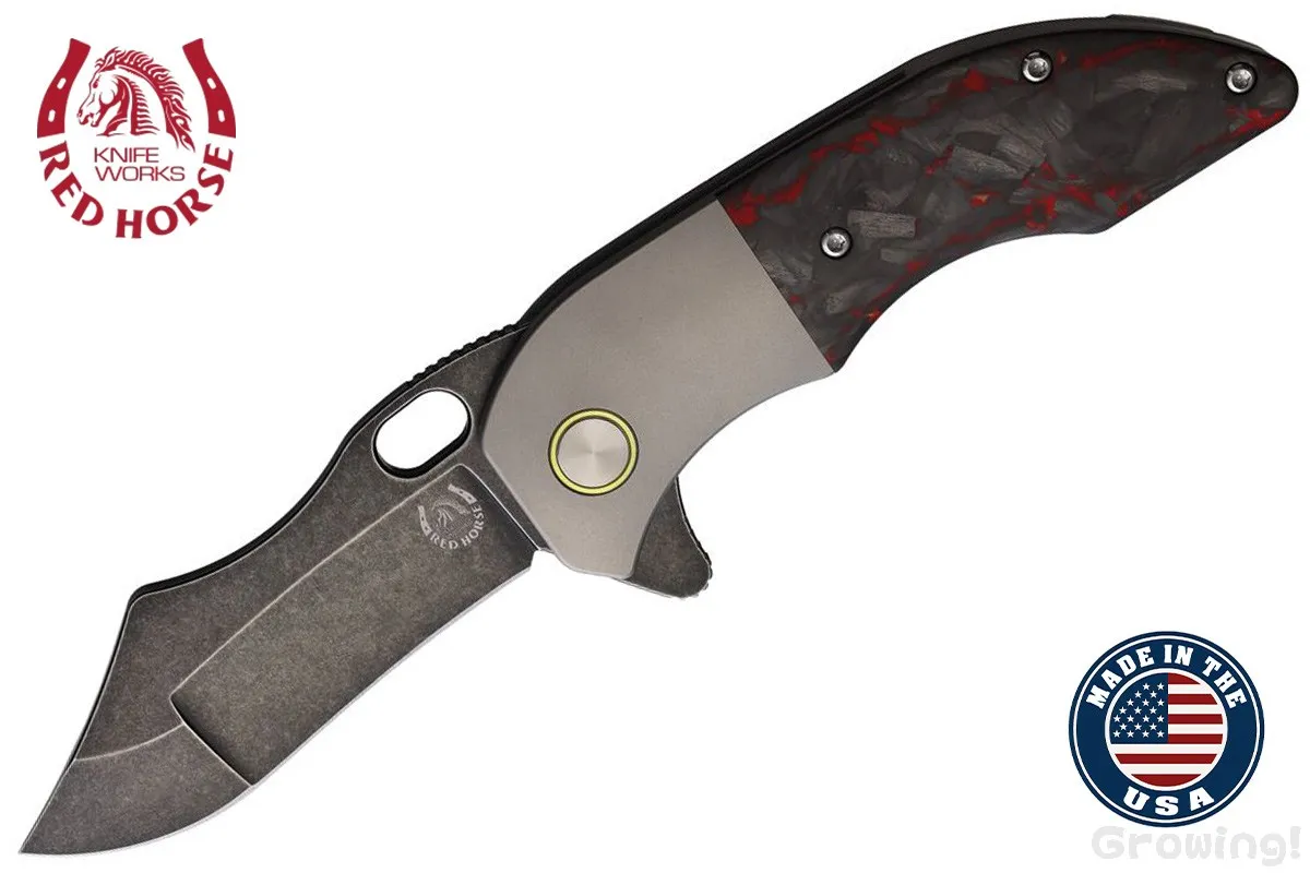 Red Horse Knife Works【レッド ホース ナイフ ワークス】■ ウォーピッグ 【CPM-S35VN】【フリッパー】【チタニウム】【カーボンファイバー】War Pig 折りたたみ  フォルダー アメリカ製 【配送料無料】