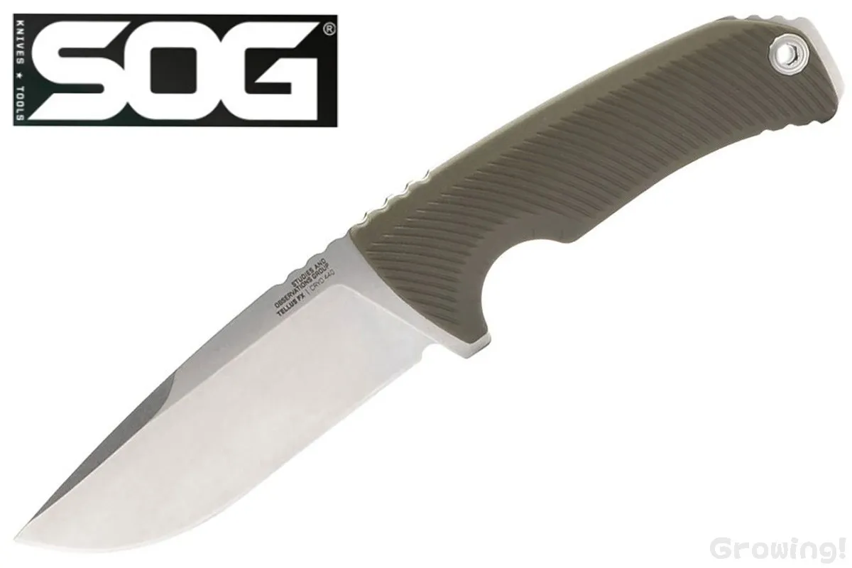 SOG【ソグ】■ 「テルス FX」オリーブ【440C】【GRN】Tellus SOG-17-06-01-43 フルタング フィックスド