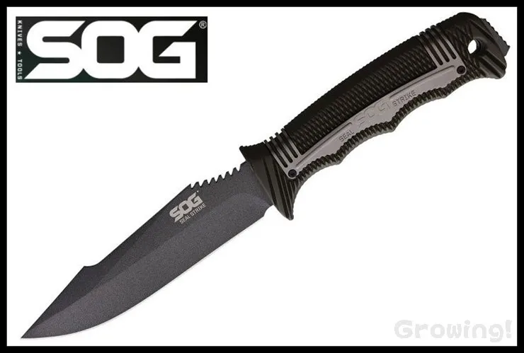 SOG【ソグ】■ SEAL Strike デラックス【AUS-8】【GRN】【DXシース(ブラック）】【ファイヤースターター】【シャープナー】シール ストライク コンバット フィックスド