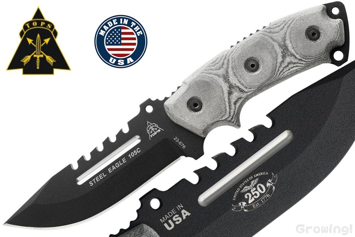 TOPS【トップス】■ スチールイーグル 250周年 記念モデル【1095カーボン】【マイカルタ】 Steel Eagle 105C フィックスド アメリカ製 【配送料無料】