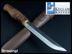 ナイフショップ グローイング！ KELLAM KNIVES【ケラム ナイブス】 プッコ ナイフ【カーボンスチール】【カーリーバーチ】