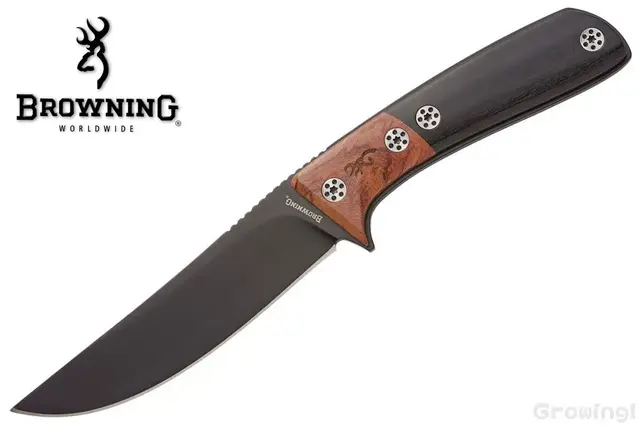 BROWNING【ブローニング】■ ハンターナイフ【ステンレス】【ブラウン＆ブラック ウッド】【ナイロンシース】3220372 フルタング フィックスド