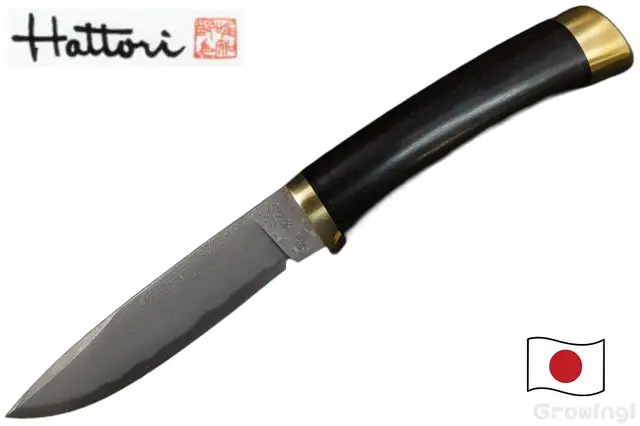 服部刃物■ KD30-3718 アウトドアナイフ 【カウリXニッケルダマスカス鋼】【黒檀】フィックスド 日本製 【配送料無料】