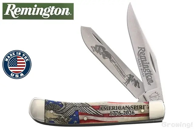 Remington【レミントン】■ 「トラッパー」2枚ブレード 250年記念 ジェントルマン【ステンレス】【ボーン】 Trapper 折りたたみ ナイフ アメリカ製  【配送料無料】