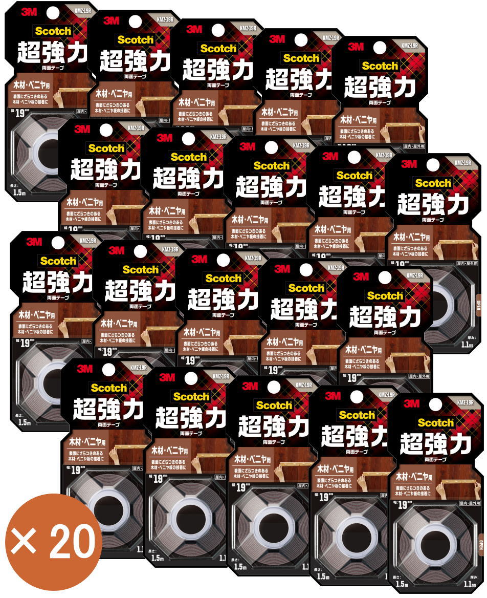 3Mスコッチ超強力両面テープ木材・ベニヤ用KMZ-19R小袋20巻入り