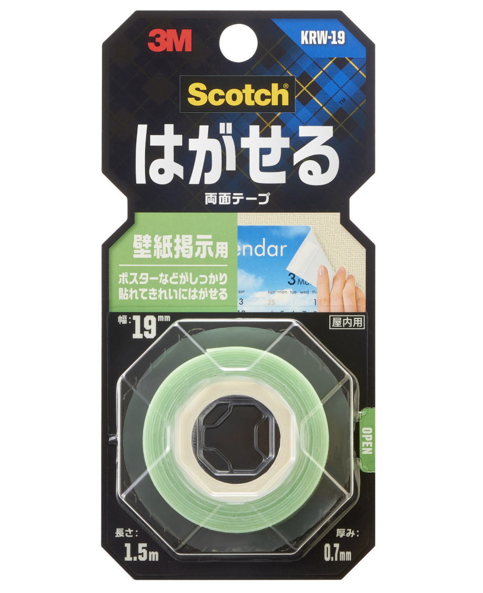 3M スコッチ はがせる壁紙示用両面テープ KRW-19