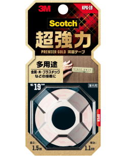 3Mスコッチ超強力両面テーププレミアムゴールド多用途KPG-1919mm×1.5m