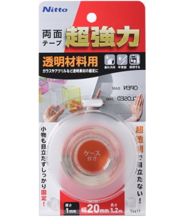 ニトムズ 超強力両面テープ 透明素材用 幅20mm×長さ1.2m  T4611