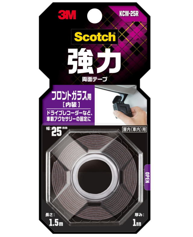 3M スコッチ 強力両面テープ フロントガラス用 KCW-25R