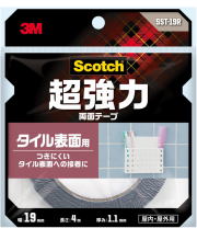 3M超強力両面テープタイル表面用幅19mm×長さ4mSST-19R