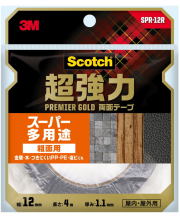 3M超強力両面テーププレミアゴールドスーパー多用途粗面用幅12mm×長さ4mSPR-12R