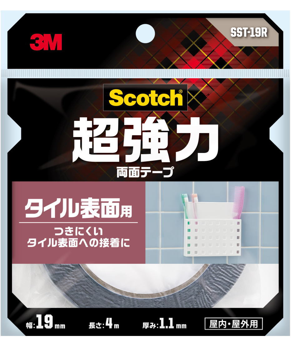 3M超強力両面テープタイル表面用幅19mm×長さ4mSST-19R
