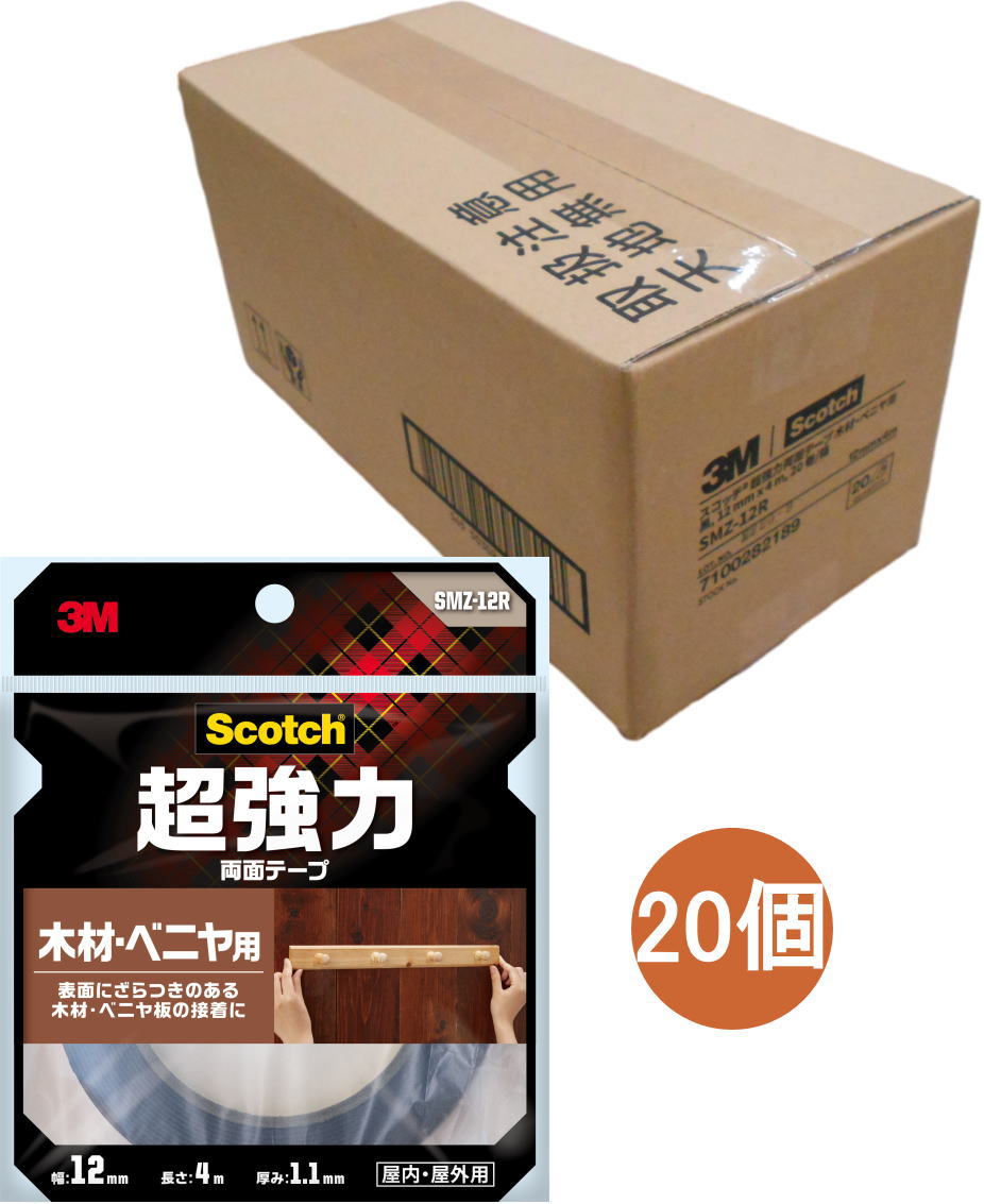3Mスコッチ超強力両面テープ木材・ベニヤ用SMZ-12R小袋20巻入り