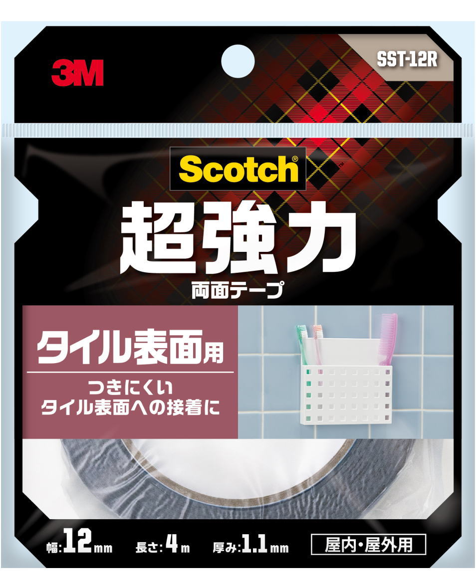 3M超強力両面テープタイル表面用幅12mm×長さ4mSST-12R