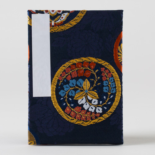【御朱印帳】蛇腹/紺/菊唐草地に丸華紋