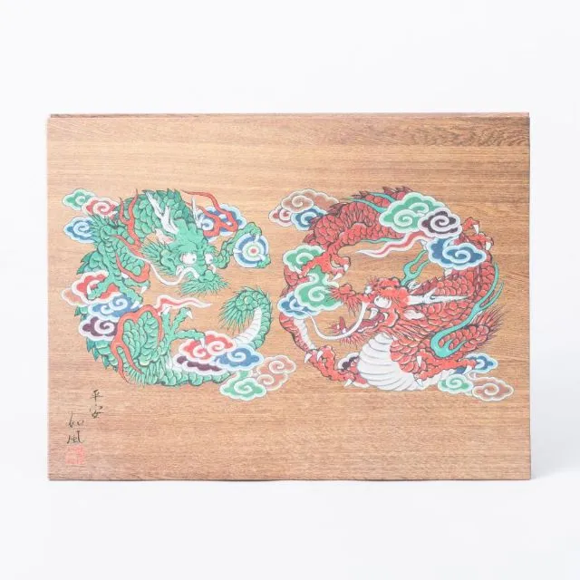 書き置き御朱印帳 見開きポケット式 鳳凰 龍 安川如風  蛇腹式 20ポケット 日本製