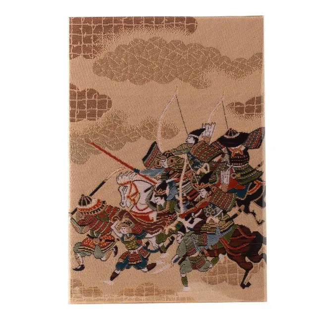 御朱印帳 ビニールカバー付き 戦国合戦絵図 西陣金襴 大判12×18cm 蛇腹式