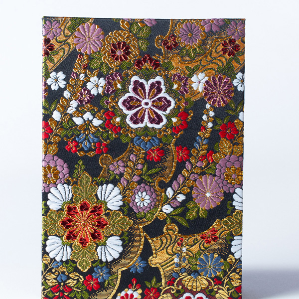 【御朱印帳】特大判18x26cm/蛇腹式/西陣金襴/希少カラー箔黒