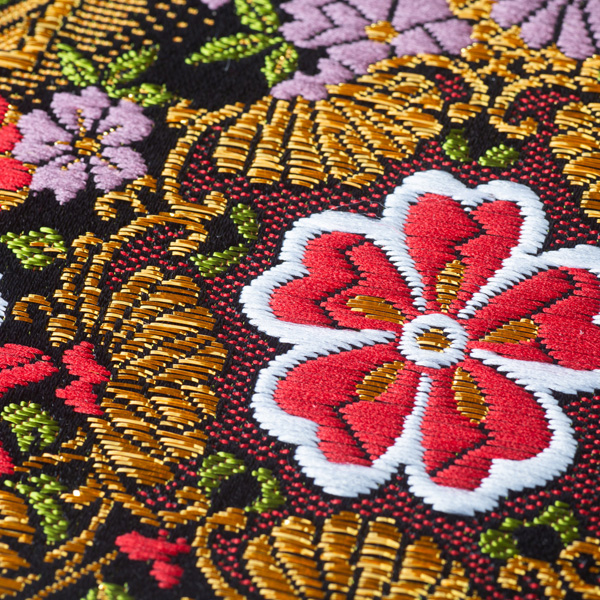 【御朱印帳】特大判18x26cm/蛇腹式/西陣金襴/希少カラー箔黒