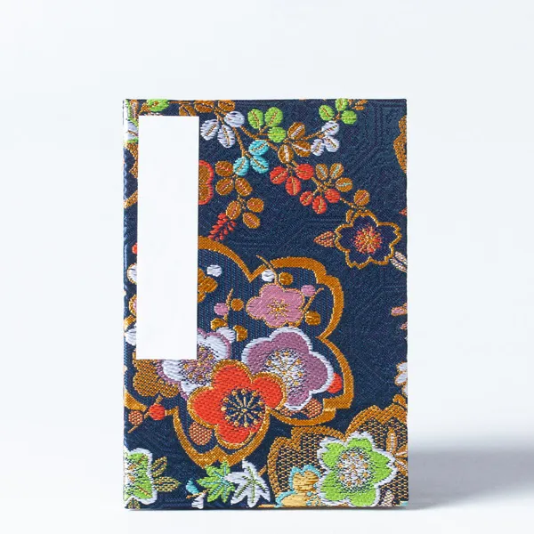 【御朱印帳】蛇腹式/小春桜金襴/紺　※ピンク完売しました