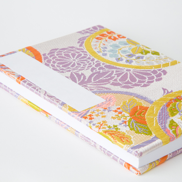 【御朱印帳】蛇腹/藤紫/菊唐草地に丸華紋