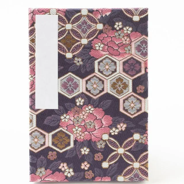 御朱印帳 ビニールカバー付き 七宝牡丹 大判12×18cm 蛇腹式