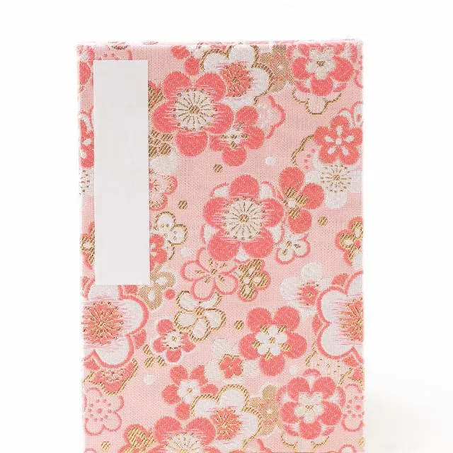 御朱印帳 ビニールカバー付き 桃地に梅佳境 大判12×18cm 蛇腹式