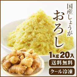 【冷凍便】【送料無料】国産冷凍おろし生姜 1Kg20入 【※冷凍品以外との同梱不可】【業務用】