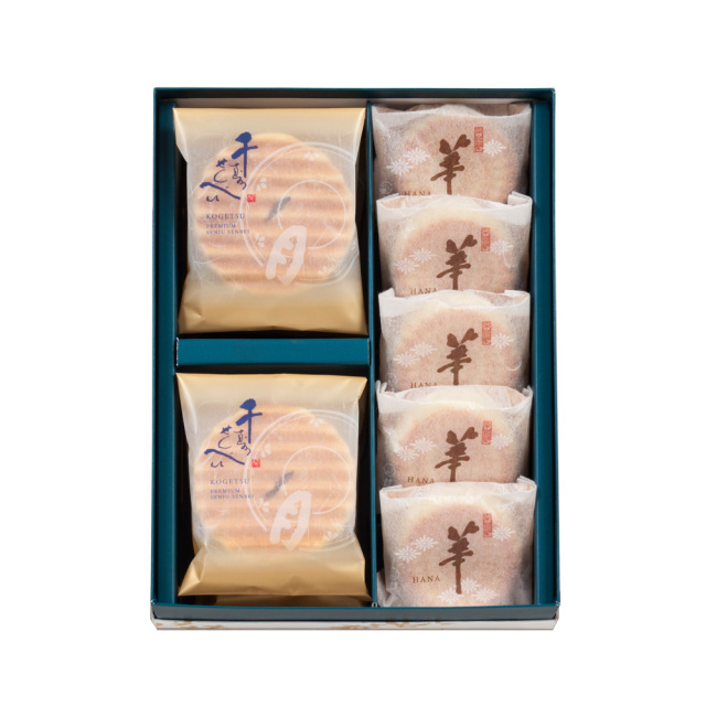 鼓月 銘菓撰詰合せ(プレミアム千寿せんべい6枚、華5個) 13652 銘菓撰詰合せ