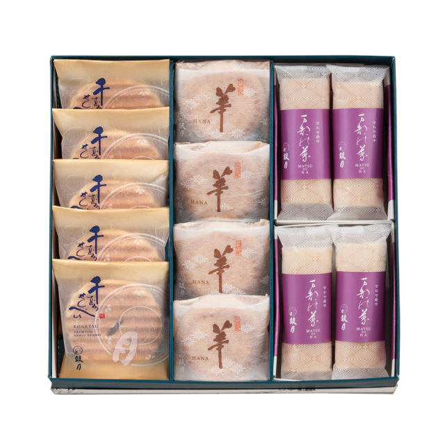 鼓月 銘菓撰詰合せ(プレミアム千寿せんべい5枚、華4個、万都の葉4個) 銘菓撰14146