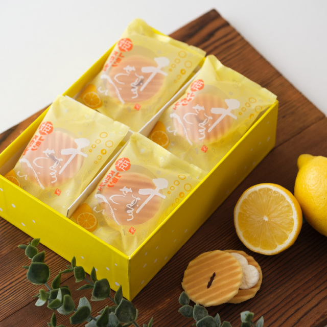 姫千寿せんべい二段箱(レモンスカッシュ12枚入、有機ほうじ茶12枚入) レモンスカッシュ