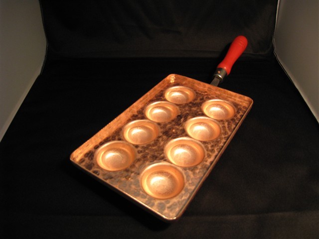 直径48mm8個穴銅板明石焼き器　(受注生産品、発送は1か月程度）