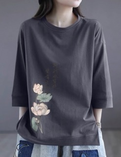 蓮花「行到水窮処」Tシャツ