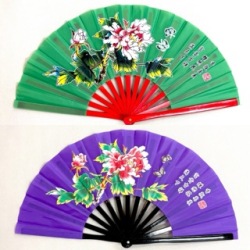 太極扇牡丹　紫・緑