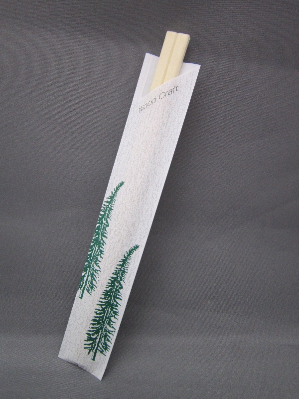 割り箸　アスペン元禄箸(8寸) 袋入「Wood Craft」　100膳ポリ入り 業務用　国内加工　使い捨て