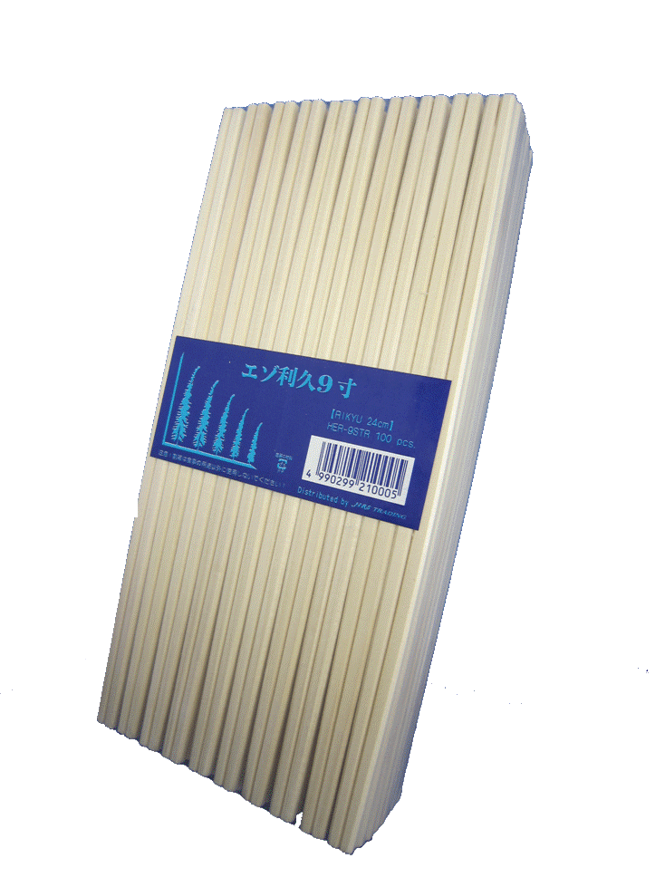 割り箸　エゾ利久箸(24cm) 裸 100膳ポリ入り