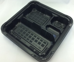 使い捨て　弁当容器 仕出し容器  憩いシリーズ RP-1-1 黒 50枚 (福助工業)　本体+透明フタセット