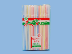 フレックスストロー（ハダカ　ストライプアソート) 100本入り