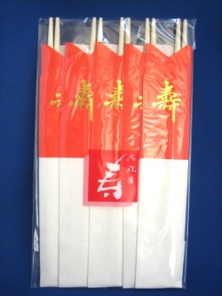 祝箸　紅白三ツ折5膳セット（アスペン) x 200セット（1000膳)