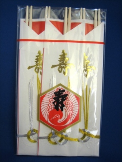 祝箸　水引三ツ折5膳セット（アスペン) x 200セット(1000膳）